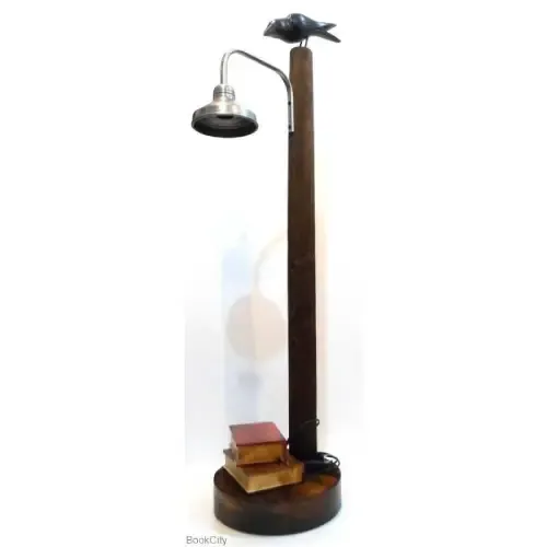 آباژور چوبی تیر برق 120cm با کلاغ و دو کتاب پورشیخ