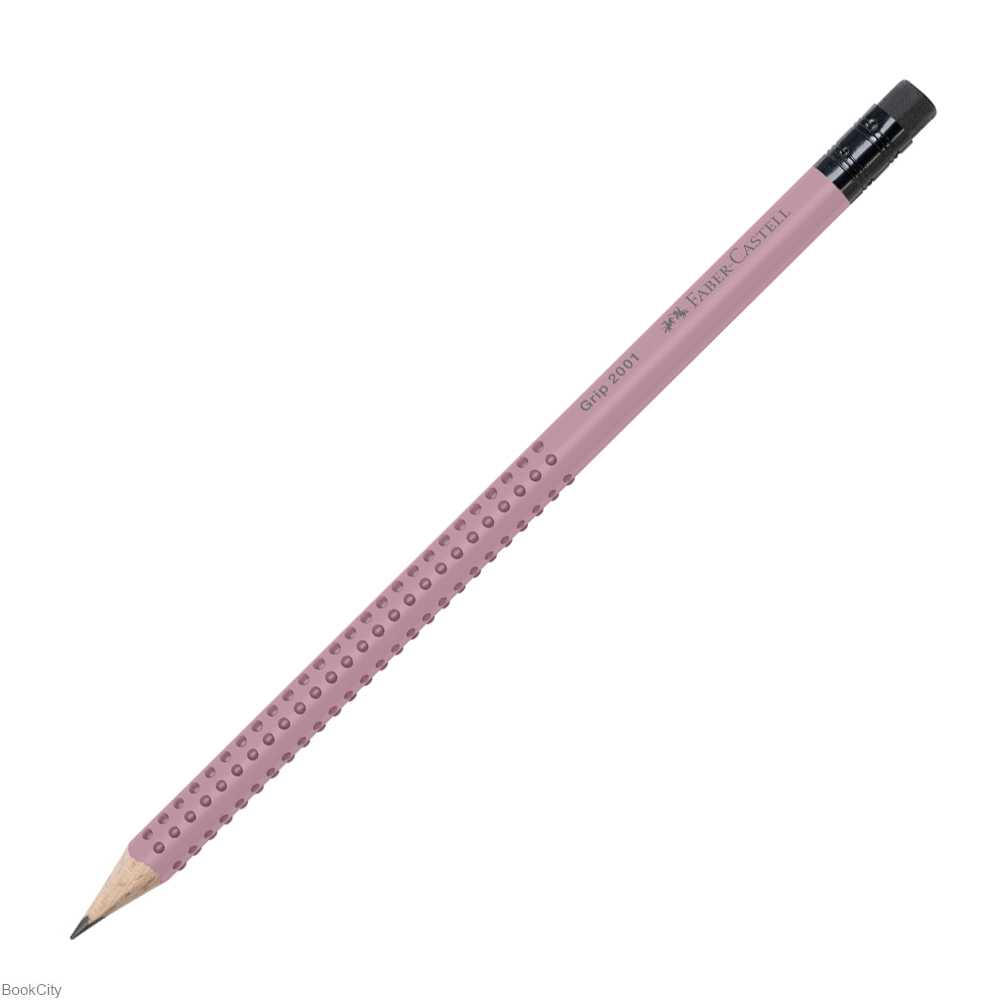 مداد مشکی 2B پاک‌کن‌دار صورتی FABER CASTELL 2001 Grip