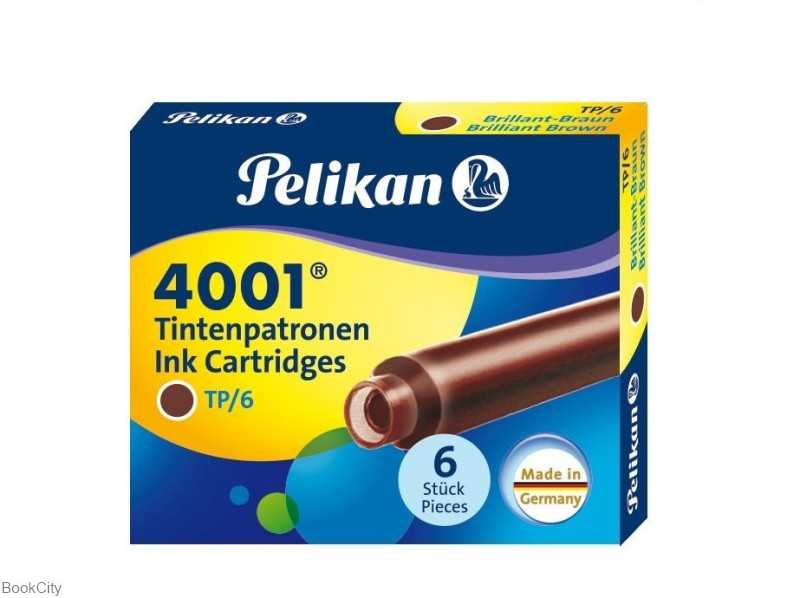 جوهر فشنگی قهوه‌ای 6 عددی کوتاه Pelikan 4001