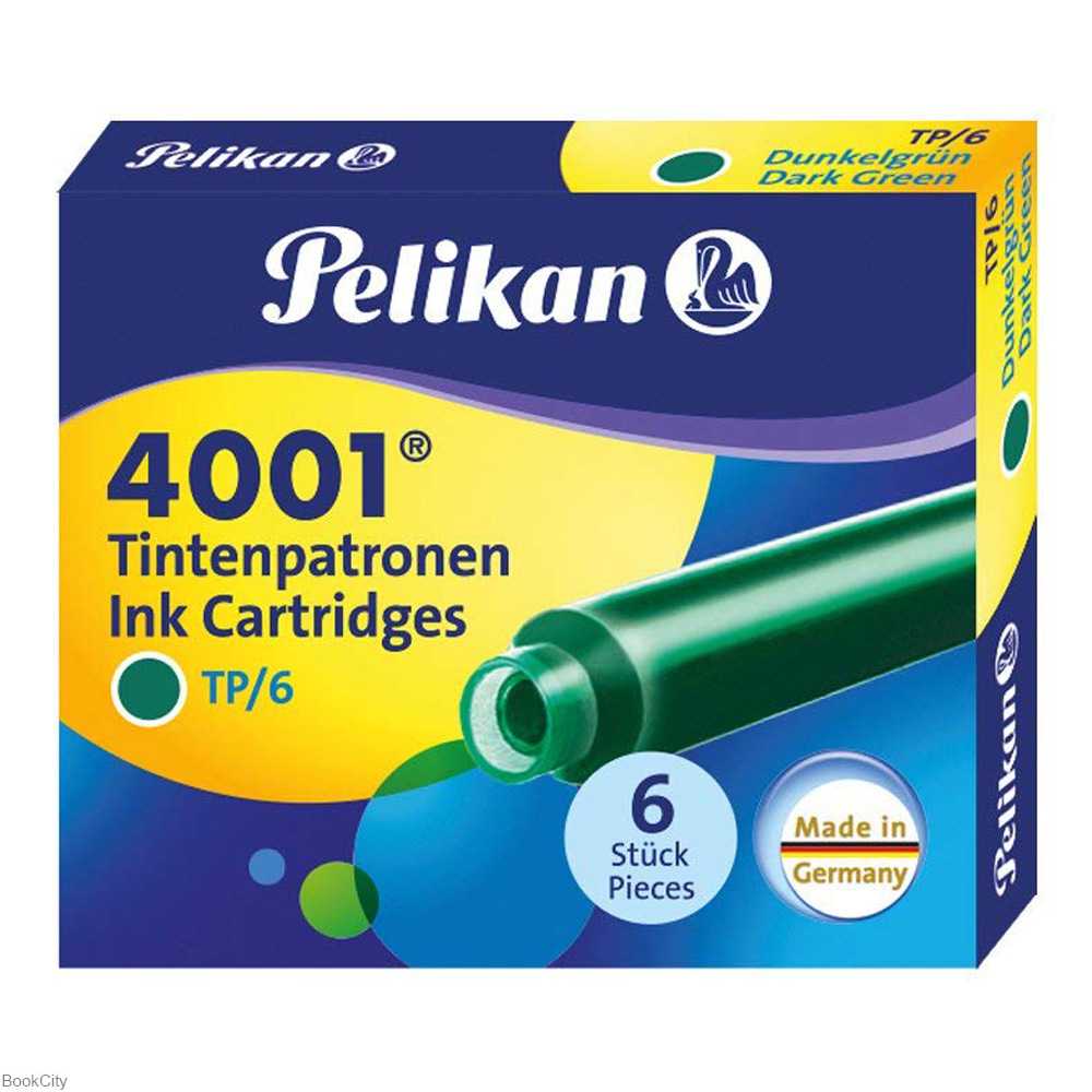 جوهر فشنگی سبز 6 عددی کوتاه Pelikan 4001