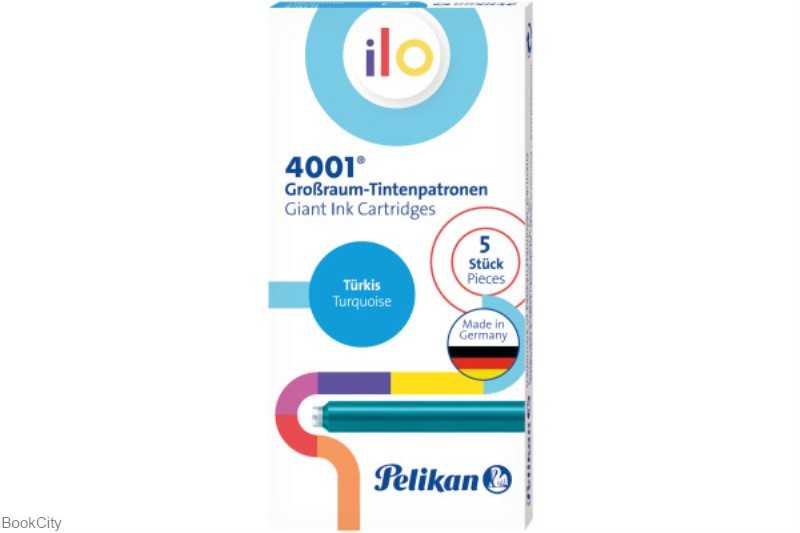 جوهر فشنگی فیروزه‌ای 5 عددی بلند Pelikan ilo 4001