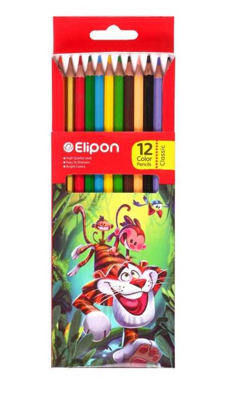 مدادرنگی 12 رنگ مقوایی Elipon 8121210 - 0