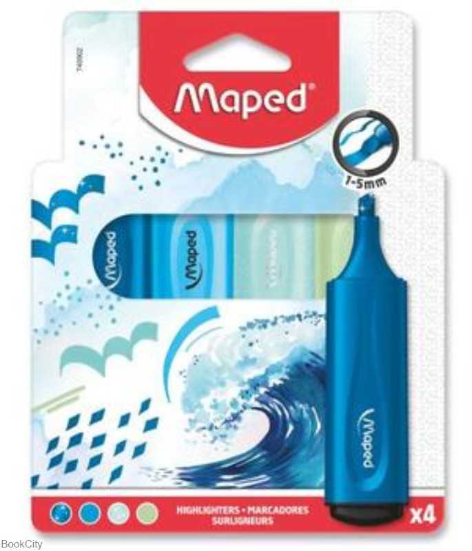 ماژیک های‌لایت 4 رنگ متالیک طیف آبی Maped 740902