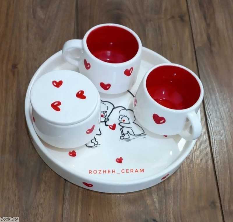 ست چای‌خوری 5 تکه رنگی روژه سرام
