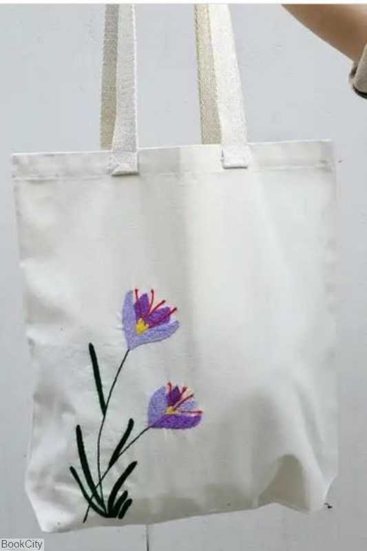 ساک پارچه‌ای 40×40 طرح گل زعفران
