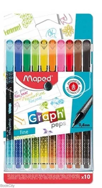 روان‌نویس نوک نمدی 10 رنگ Maped 90501 Graph peps