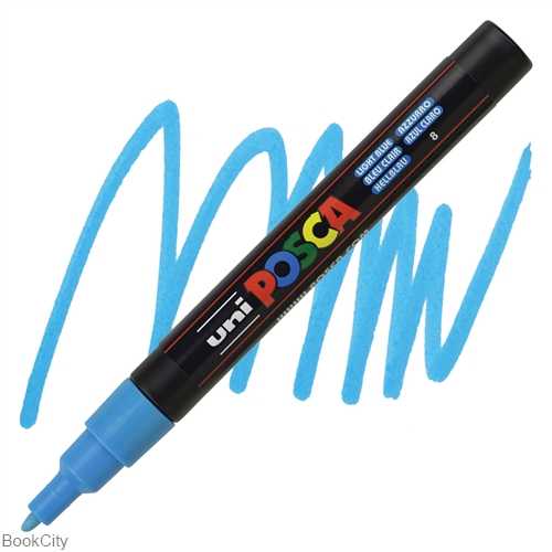 ماژیک پوششی آبی روشن نوک گرد Uniball PC3M Posca 0.9-1.3mm