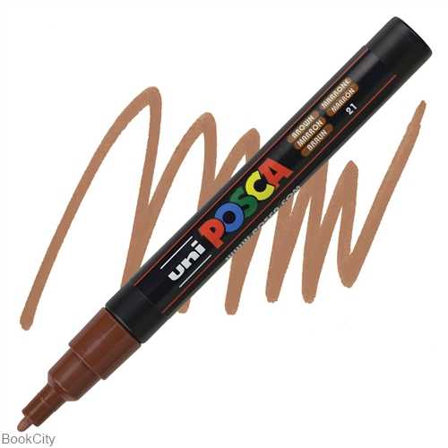ماژیک پوششی قهوه‌ای نوک گرد Uniball PC3M Posca 0.9-1.3mm
