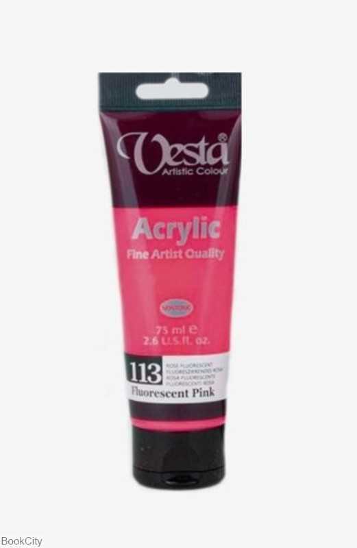 رنگ آکریلیک Vesta 75ml Fluorescent Pink 113 - 0