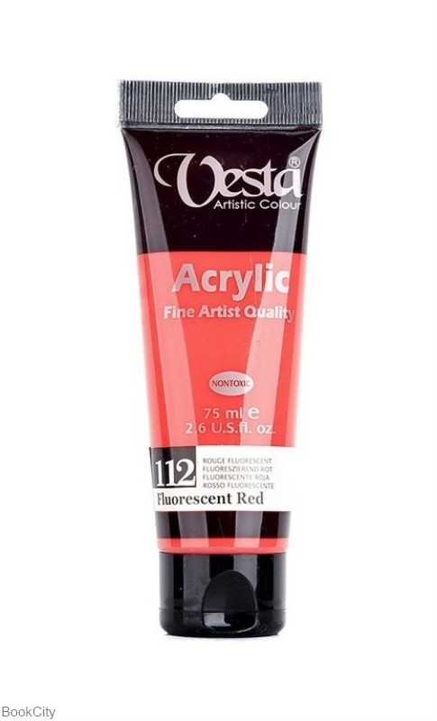 رنگ آکریلیک Vesta 75ml Fluorescent Red 112