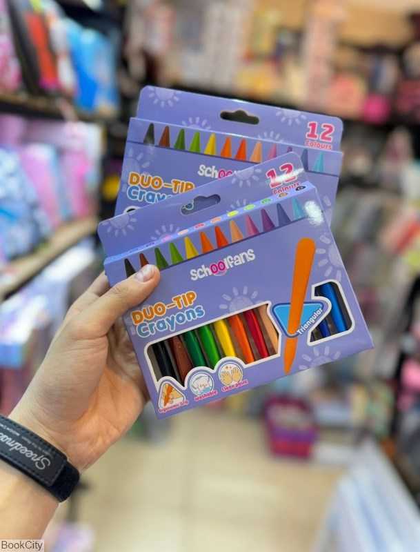 پاستل روغنی 12 رنگ 2 سر schoolfans Ergonomic Grip 92426