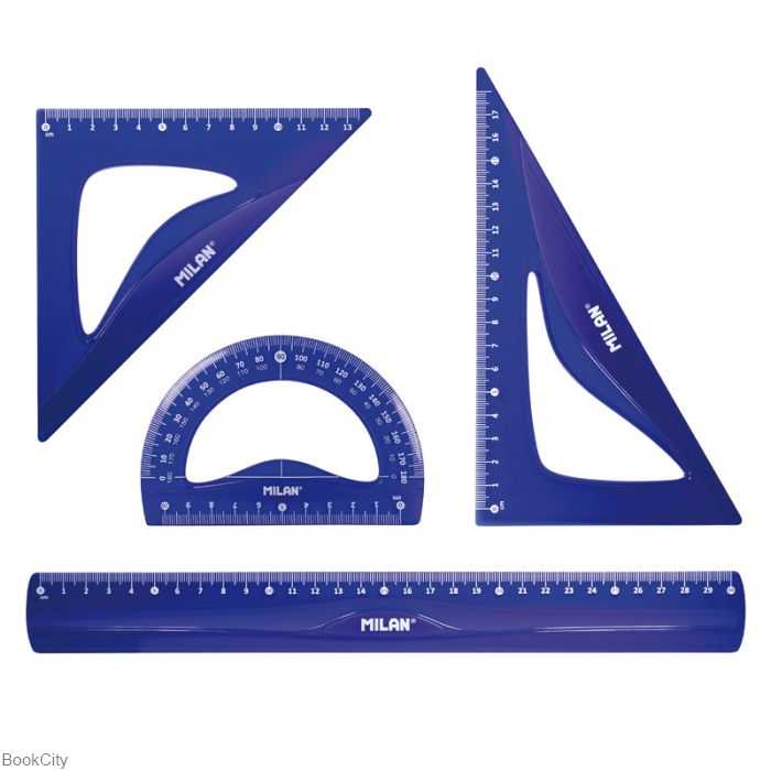 ست 4 تکه خط‌کش گونیا نقاله MILAN 359801 - 0