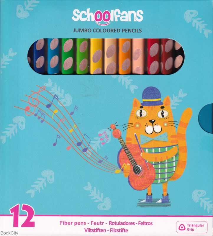 مدادرنگی 12 رنگ 3 گوش جامبو مقوایی schoolfans Groove Slim 92445