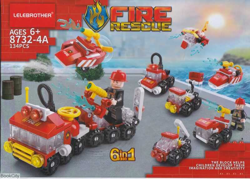 ساختنی وسایل نقلیه آتش‌نشان 6 مدل Fire Rescue 134pcs 8732-4A