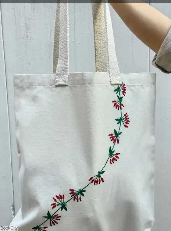 ساک پارچه‌ای 40×40 طرح گل زرشک