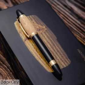 قلم با سر خودنویس یا روان‌نویس مشکی گیره طلا منشور چوبی کوروش EUROPEN Cyrus Cylinder