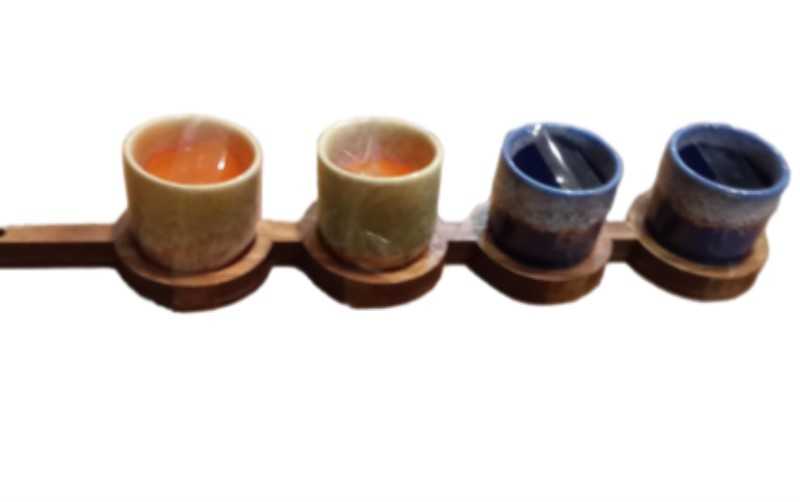 ست 4 عددی اسپرسوخوری با برد چوبی موجو سرامیک