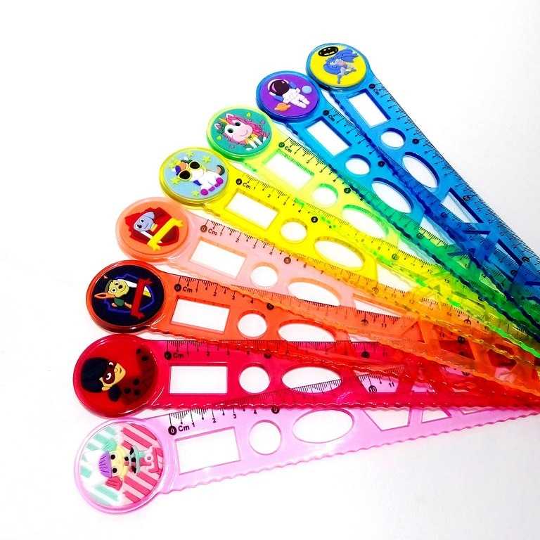 خط‌کش 20cm فانتزی ژله‌ای اشکال رنگی