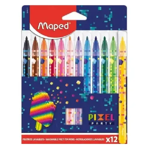 ماژیک 12 رنگ مقوایی Maped 845413 Pixel Party
