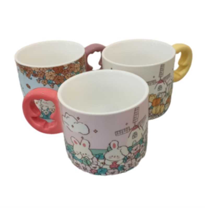 ماگ طرح خرگوش و گل نارنجی 001975