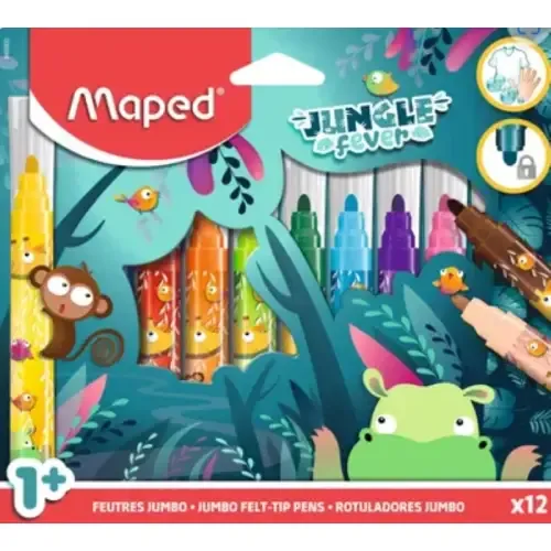 ماژیک 12 رنگ مقوایی Maped 846900 Jumbo Jungle Fever