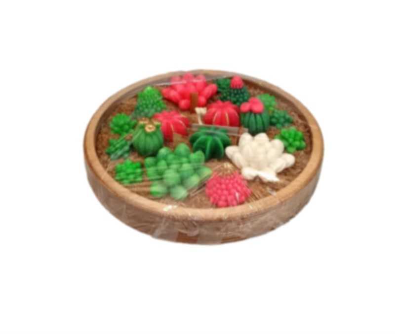 شمع گل ظرف چوبی دایره بزرگ لومی‌یر
