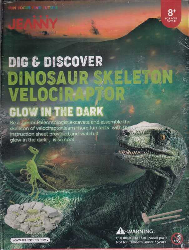 فسیل دایناسور Dinosaur Skeleton Velociraptor Glow in the Dark JN202