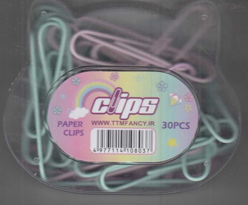 کلیپس 50mm رنگی پاستلی 30 عددی Clips 8037