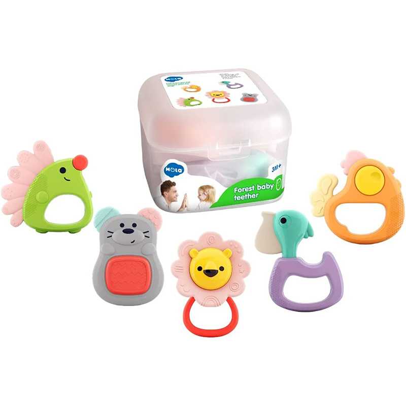 جغجغه 5 تکه جعبه‌دار Hola Forest Baby Teether E318A