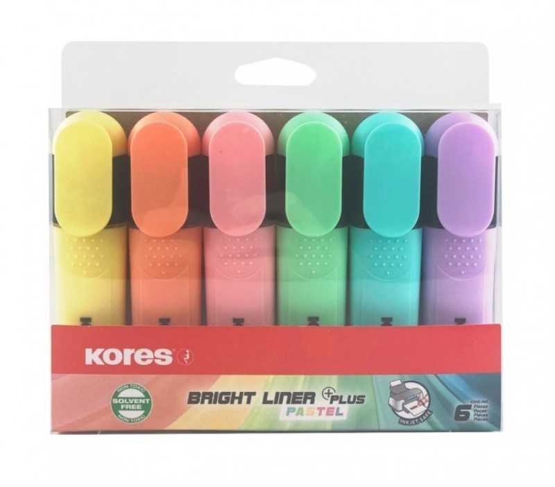 ماژیک های‌لایت 6 رنگ پاستلی Kores 36166