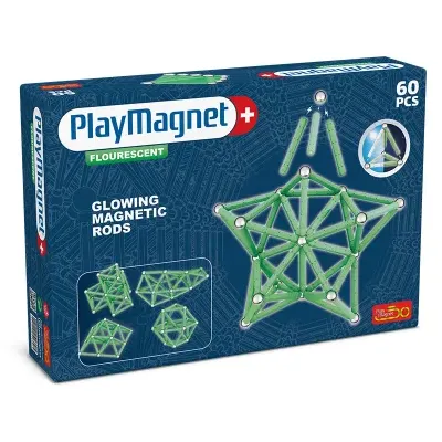آهنربا آموزشی 60 تکه مگ‌پلاس Play Magnet Flourescent