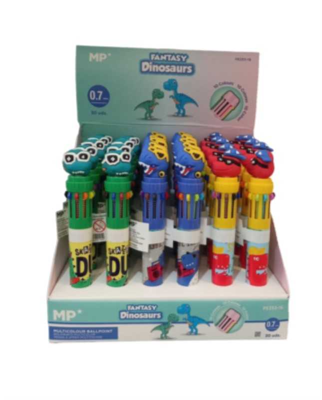 خودکار فشاری 10 رنگ طرح دایناسور MP PE253-16