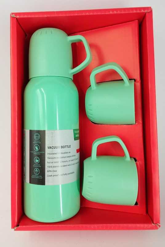 فلاسک با 3 لیوان سبز 001092