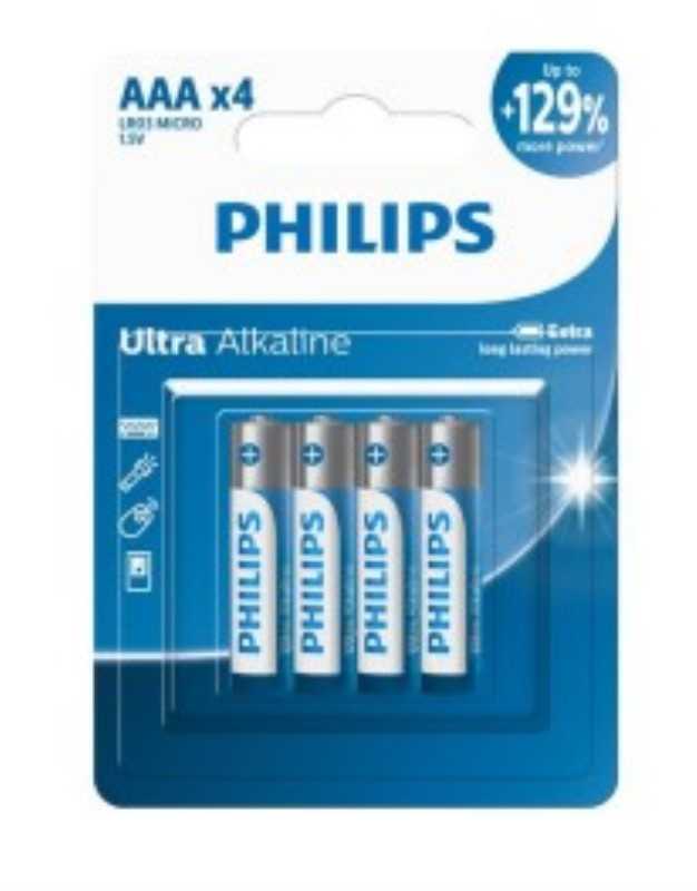 باتری نیم‌قلم 4 عددی PHILIPS Ultra Alkaline LR03 Micro
