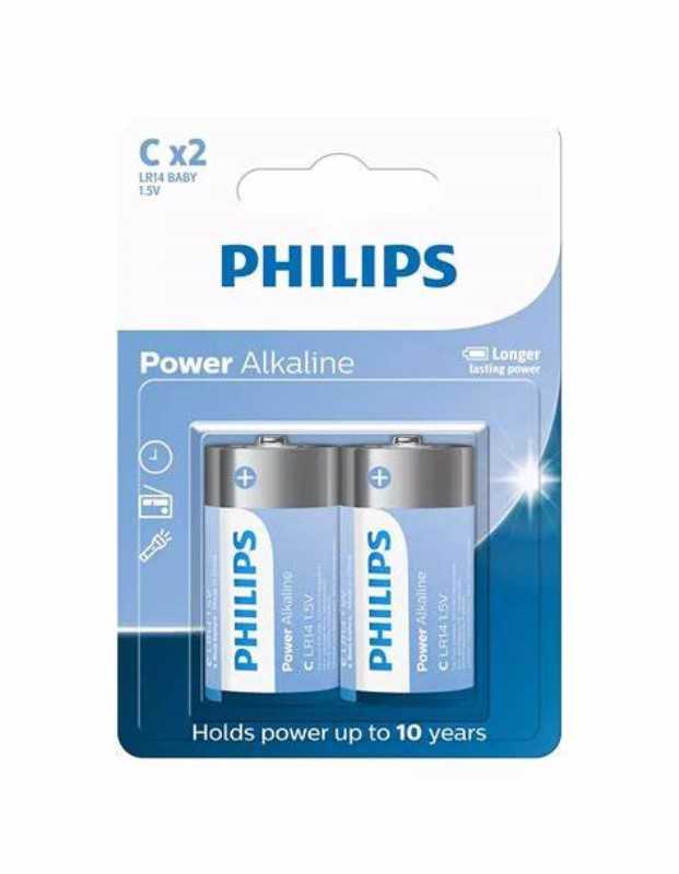 باتری 2 عددی متوسط PHILIPS Power Alkaline LR14 Baby Cx2
