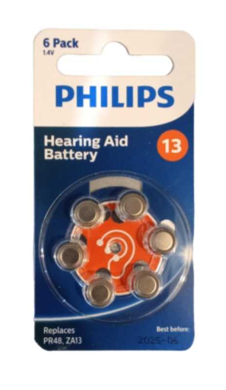 باتری سمعک 6 عددی PHILIPS Hearing Aid ZA13