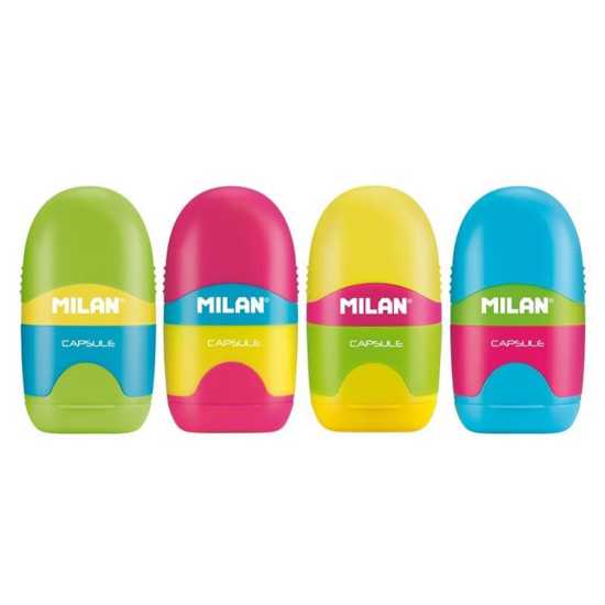 پاک‌کن و تراش تک سوراخ مخزن‌دار MILAN 4709624 Capsule mix - 0