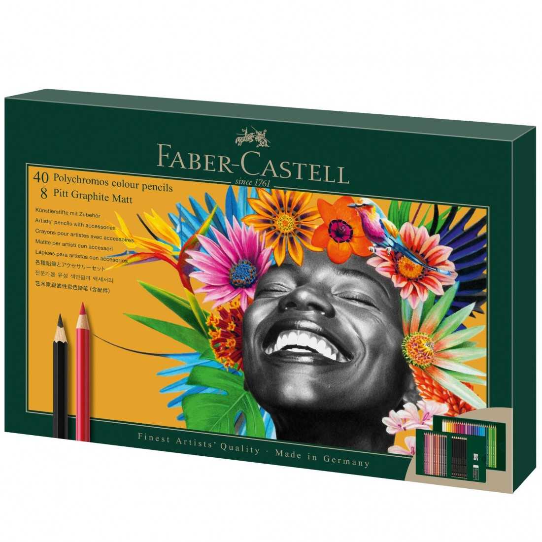 ست 50 عددی مدادرنگی و مداد پیت گرافیت مات مقوایی FABER CASTELL 210054 Polychromos