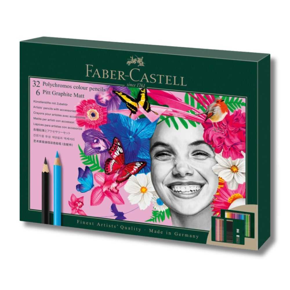 ست 40 عددی مدادرنگی و مداد پیت گرافیت مات مقوایی FABER CASTELL 210053 Polychromos