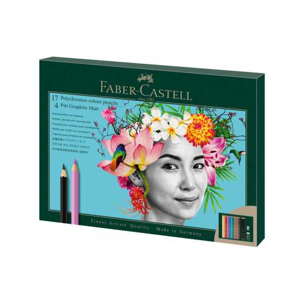 ست 23 عددی مدادرنگی و مداد پیت گرافیت مات مقوایی FABER CASTELL 210052 Polychromos