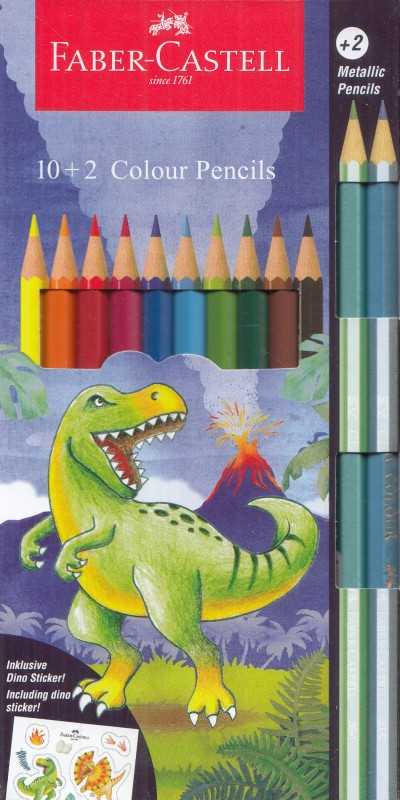 مدادرنگی 12 رنگ مقوایی طرح دایناسور FABER CASTELL 115125