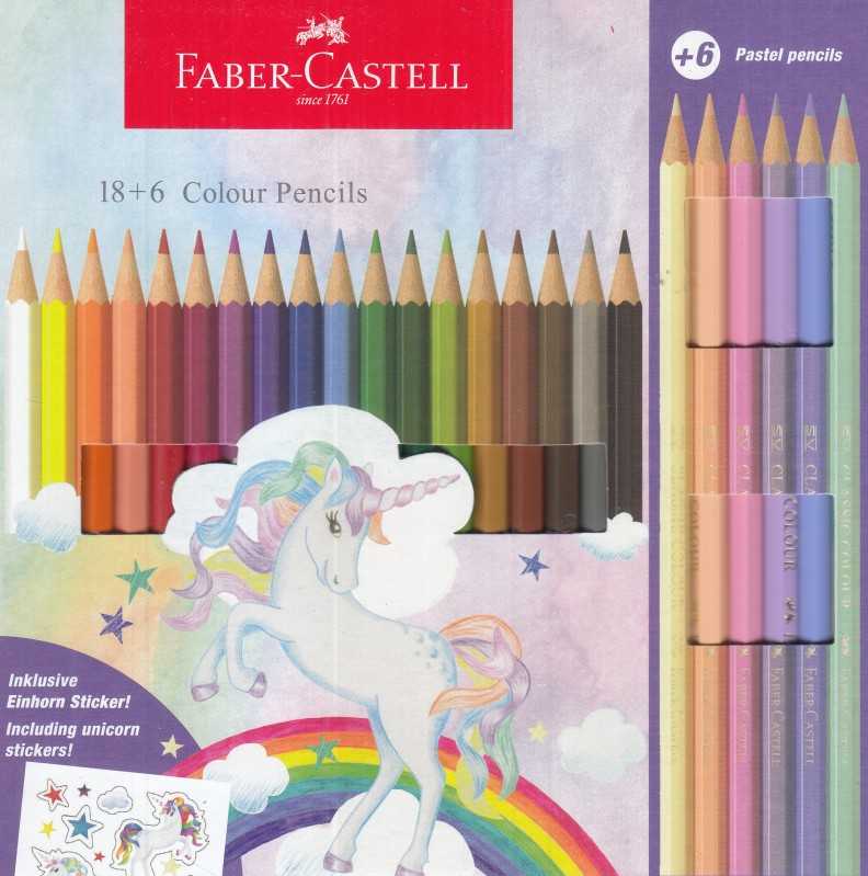 مدادرنگی 24 رنگ مقوایی طرح تک شاخ FABER CASTELL 115128