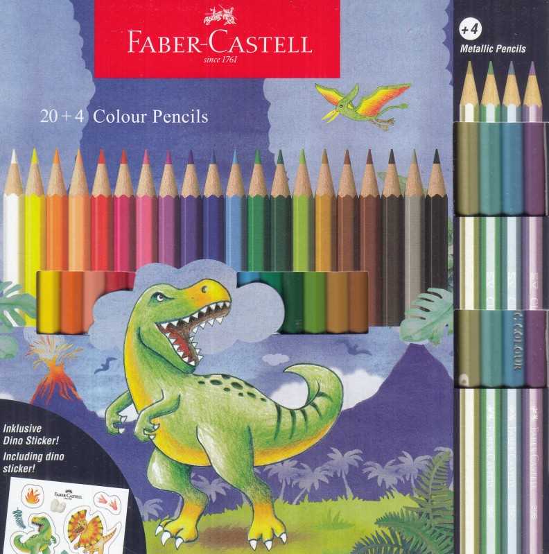 مدادرنگی 24 رنگ مقوایی طرح دایناسور FABER CASTELL 115126