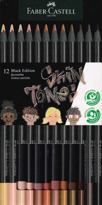 مدادرنگی 12 رنگ مقوایی مثلثی رنگ پوست بدنه مشکی FABER CASTELL 116414 - 0