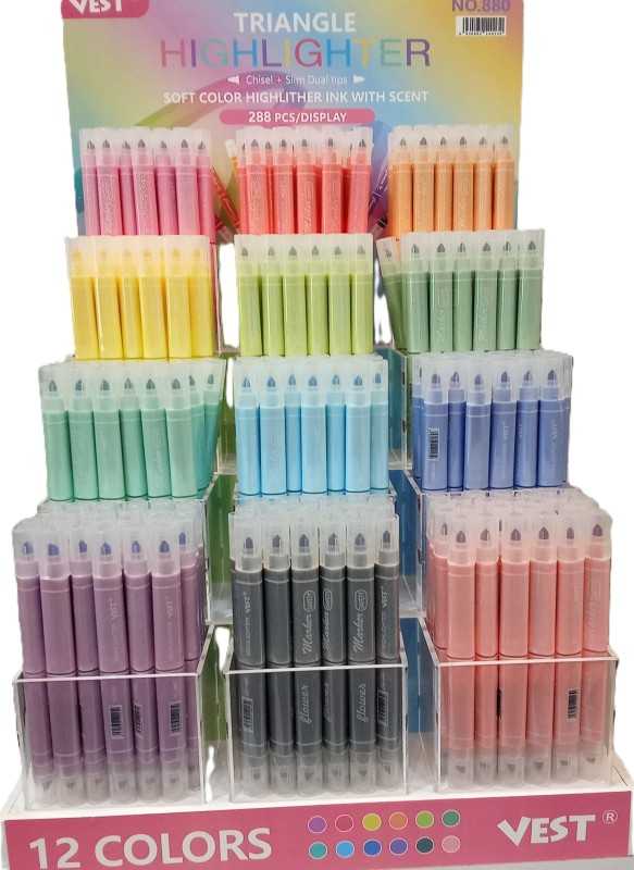 ماژیک های‌لایت رنگی گرد و تخت 2 سر Vest 880 - 0