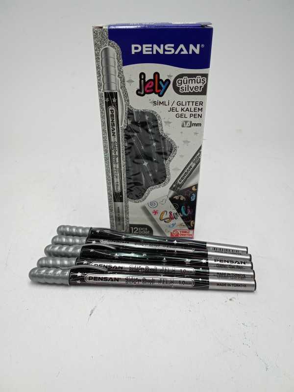 خودکار اکلیلی نقره‌ای PENSAN 2800 Glitter Gel Pen 1.0mm - 0