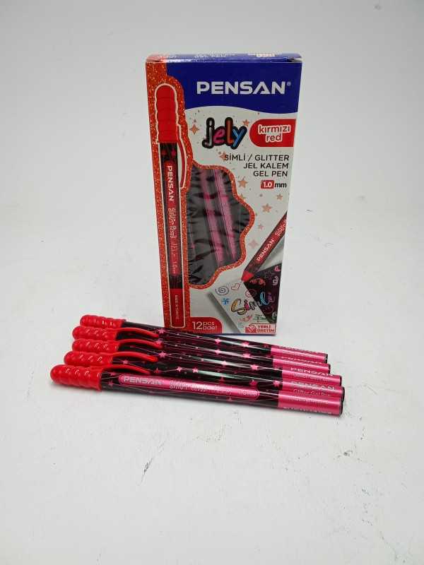 خودکار اکلیلی قرمز PENSAN 2800 Glitter Gel Pen 1.0mm