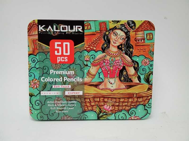 مدادرنگی 50 رنگ جعبه فلزی Kalour Premium Colored Pencils