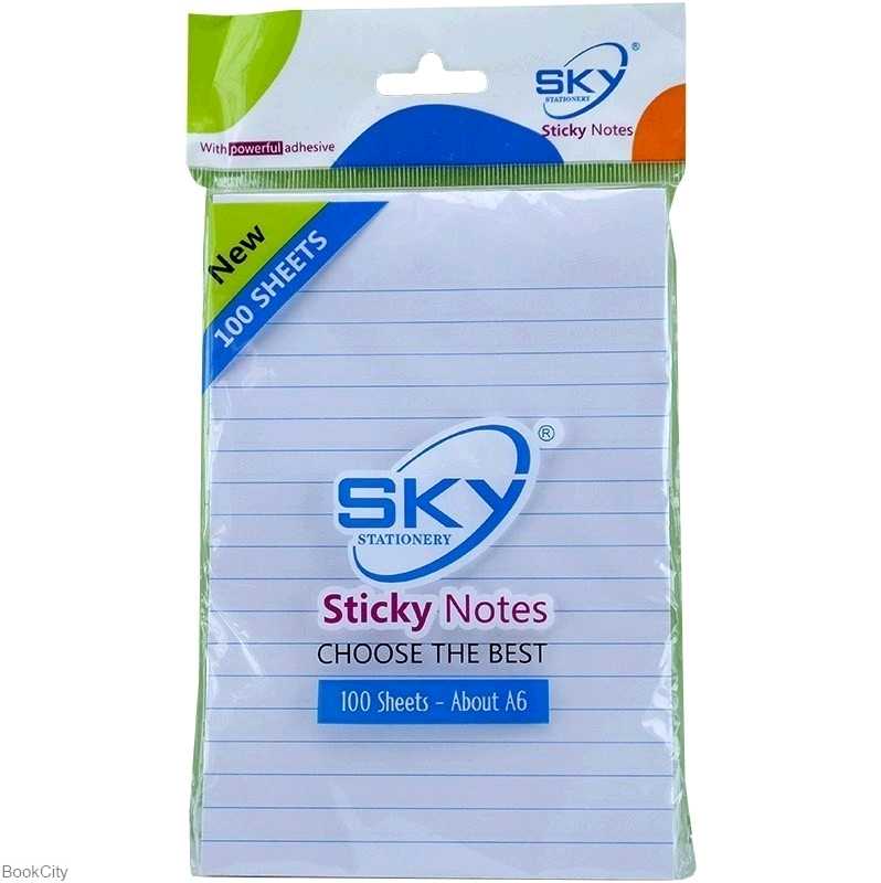 یادداشت چسب‌دار 100 برگ A6 خط‌دار سفید Sky - 0