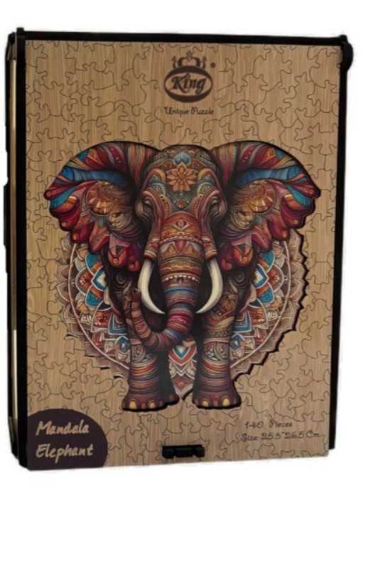 پازل با جعبه چوبی بزرگ Mandala elephant 140pcs